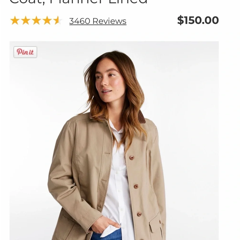 L.L. Bean Adirondack Barn Coat Flannel Lined Women’s Sz L Khaki Brown Rn71341 - Picture 2 of 11